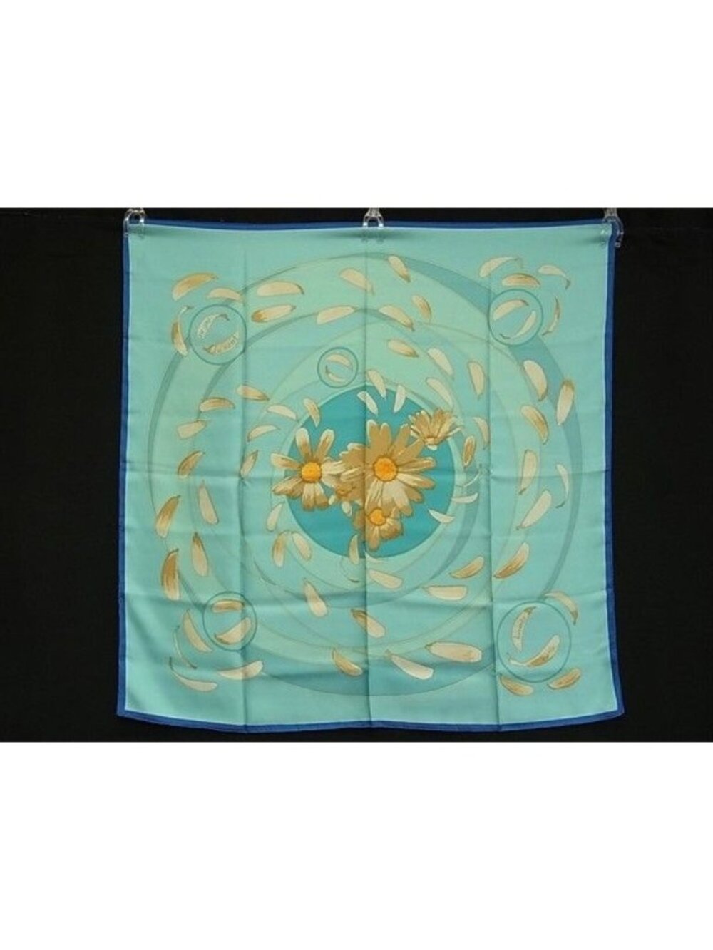 Hermes An Gre Du Vent Carre 90 Silk Scarf Shawl Light Blue